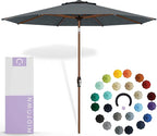 Midtown Umbrellas Sunbrella Umbrella Outdoor Patio Umbrella 2-9 Feet in Cast Slate Acrylic Fabric, Auto-Tilt Aluminum Frame For Backyard Umbrella, Deck Umbrella & Porch Umbrella - Wooden Pole
