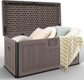 Outdoor Storage Deck Box 100 Gallon, UV Resistant & Waterproof Deck Box with Double-Wall Construction, Lockable Storage Bins Container for Pool Patio Garden