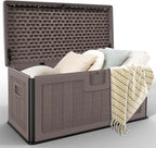 Outdoor Storage Deck Box 100 Gallon, UV Resistant & Waterproof Deck Box with Double-Wall Construction, Lockable Storage Bins Container for Pool Patio Garden