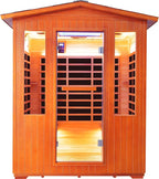 4 Person Outdoor Sauna Far Infrared Saunas Dry Sauna Room Wood Wooden Sauna Outdoor and Red Cedar Low EMF 2600W/240V with Oxygen Bar, 7 Color Light, Control Panel, Speaker - 62.2 * 46.9 * 81.9 in