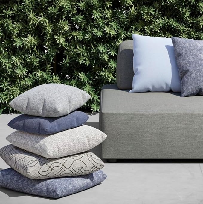 RSH DECOR: Square Throw Pillows Set of 4 | 17” x 17” | All-Weather Spun Fabric | Water and Fade-Resistant | Outdoor Accent Pillows for Patio Furniture | Ivory (Cream, Natural)