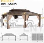 YOLENY 12'x20' Hardtop Gazebo with Galvanized Steel Double Roof, Pergolas Aluminum Frame, Netting and Curtains Included, Metal Outdoor Gazebos for Garden, Patios, Lawns, Parties