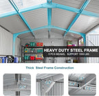 10x12 FT Metal Outdoor Storage Shed with Base Frame, Reinforced Frame Heavy Duty Large Waterproof Garden Tool Sheds with Unique Skylight Windows Air Vent for Patio Yard，Dark Grey