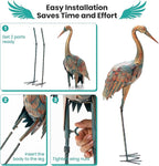 Giantex Crane Garden Statues Set of 2, Standing Metal Crane Sculptures Bird Ornament Yard Decorations for Lawn Backyard Porch Patio Outdoor Decor, with 4 U-Shaped Stakes (Crane)