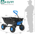 800lb Garden Dump Cart, Heavy Duty Wheelbarrow Dump Wagon with 4 Wheels&Quick-Release Dumping, Utility Wagon Carts for Yard, Farm and Garden(Blue)