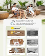 MUCHENGHY Folding Adirondack Chairs Set of 2, Patio Chairs, Lawn Chairs, Outdoor Chair, Adirondack Chair Plastic, Fire Pit Chairs, Weather Resistant with Cup Holder for Deck, Backyard, Garden(Teak)