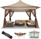 COBIZI 12x12 Pop Up Gazebo On Clearance Canopy Tent Easy Up Outdoor Gazebo Waterproof Upgrade with Mosquito Nettings and Carry Bag for Patio Garden Lawn
