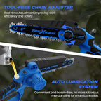Mini Chainsaw, 6-Inch Electric Chainsaw Cordless, Upgraded 900W Brushless Portable Handheld Small Chain Saw with Auto Chain Regulator & Auto Oiler for Wood Cutting/TreeTrimming/Courtyard (Blue)