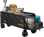 VIVOHOME 48''L Extended Collapsible Wagon Cart with 440lbs Weight Capacity, Heavy Duty 350L Folding Utility Garden Cart with Extended Tailgate and Big All-Terrain Beach Wheels