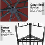 COOS BAY 8x8 Outdoor Patio Gazebo with Netting and Corner Shelves, Two-Tier Soft Top Canopy for Backyard, Lawn, Deck and Garden, Red