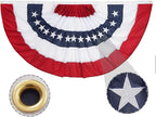 ROTERDON American Flags Bunting 4x8 Ft, 4th of July Decorations Outdoor, Red White and Blue Buntings Decorations, USA Patriotic Half Fan Bunting Flag with Embroidered Stars