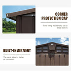 10x8ft Outdoor Storage Shed, Galvanized Steel Garden Shed with Gable Roof, Lockable Double Doors and 32 Vents, Large Bike and Tool Storage for Backyard Lawn