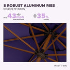 Midtown Umbrellas Sunbrella Umbrella Outdoor Patio Umbrella 2-8 Feet in Bengali Purple Acrylic Fabric - Auto-Tilt Aluminum Frame For Backyard Umbrella, Deck Umbrella & Porch Umbrella - Wooden Pole