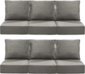 Luxury 22x24/22x25 6-Inch Outdoor Deep Seat Cushions Set of 6 - Comfortable Patio Zipper Chair Cushion for Outside Wicker Dining Rocking Swivel Chairs Loveseat Couch Sectional Sofa - Grey