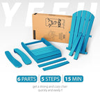 YEFU Adirondack Chairs Set of 8: Outdoor Chair HIPS Plastic Adirondack Chairs - Patio Chairs with Wood Texture - Lawn Fire Pit Deck Porch Garden Chairs for Adults(Pacific Blue)