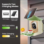 SOLIOM Smart Bird Feeder with Camera with Solar Panel - 2K HD Live View, AI Bird Identifier, Birds Arrival Alerts, DIY Birdseed Add-on, 2.4G WiFi- Wireless Outdoor Gift for Birdlovers