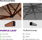 PURPLE LEAF 10ft Patio Umbrella Outdoor Square Umbrellas Large Cantilever Umbrella Windproof Offset Umbrellas Heavy Duty Sun Umbrella for Garden Deck Pool Patio, Beige