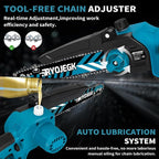 8-Inch & 6-Inch Brushless Mini Chainsaw Cordless with 2×4.0Ah Battery, 4 Guide Bars & Tool-Free Installation, Portable Handheld Chain Saw for Tree Trimming, Branch Cutting and Wood Pruning