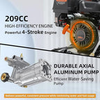 Gas Pressure Washer, 3500PSI Gas Power Washers 209CC 2.3GPM High Pressure Washers with 25FT Hose, 4 Quick-Connect Nozzles, Soap Tank, Axial Pump, Portable Pressure Washer Gas Powered for Car