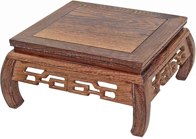 GOLDY&WENDY Chinese Style Wooden Base Rosewood Carved Flower Bonsai Display Stand Art Antique Furniture Decoration