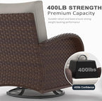LayinSun 7 Pieces Outdoor Patio Furniture Set with Fire Pit Table, Rattan Wicker Sectional Swivel Rocker Chairs Sets