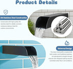 4x3 Inch Stainless Steel 316 Waterfall Spout for Pools Ponds Water Walls - Outdoor Fountain Spillway with Straight Flow Design & Built-in Lip (Black)