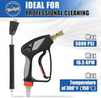 TOOLCY Pressure Washer Gun with Extension Wand, High Power Washer Gun with 3/8" Swivel Plug & M22-14mm Male Fitting, 1/4" Quick Connect Curved Wand for Car Wash, Compatible with Foam Cannon, 5000 PSI