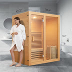 ZONEMEL Wooden Steam Sauna Room, 3 Person Canadian Hemlock Luxurious Indoor Sauna with 6 KW Harvia Stove Heater, WiFi Control, Sauna Stone, Wooden Bucket, Scoop, Reading Light, Hourglass, 220V