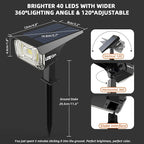 Solar Spot Lights Outdoor,IP65 Waterproof 40 LEDs Landscape Spotlights,USB & Solar Powered Wall Lights,3 Modes Outdoor Solar Garden Lights for Yard Porch 4 Pack