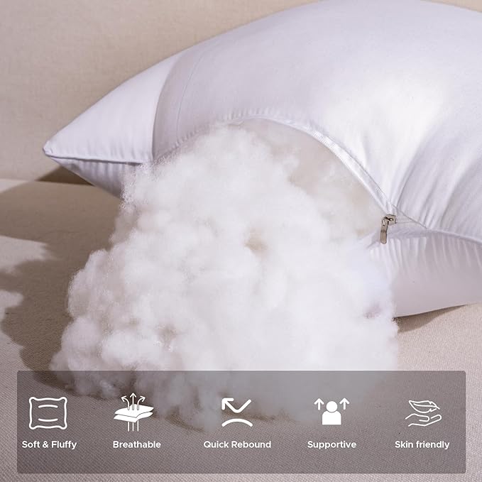 16 x 16 Outdoor Pillow Inserts Set of 2 Waterproof Square Support White Decorative Throw Pillow Inserts for Couch Sofa Beds Small Patio Furniture Cushions