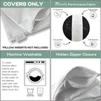 RSH DECOR: Sunbrella Pillow Covers Set of 4 | Covers Only - 26" x 16" | Outdoor Lumbar Pillow Covers Crafted with Sunbrella Performance Fabric | Canvas Antique Beige