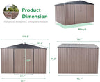 U-MAX 8' x 10' Shed Outdoor Storage Shed Clearance, Extra Large Yard Steel Metal Garden Shed with Design of Lockable Doors, Tool and Utility Storage for Backyard, Garden, Patio, Outside use in Taupe