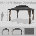 10'x14' Hardtop Gazebo, Outdoor Aluminum Patio Gazebo Double Roof Galvanized Steel Canopy with Netting and Curtains,for Garden, Patio, Backyard, Deck and Lawns.