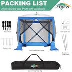 COBIZI 6x6 Pop up Gazebo Tent, Ez up Waterproof Screen Tent Screen House, Portable Outdoor Canopy Sun Shelter with Carry Bag & Ground Stakes for Camping, Garden and Picnics, Blue(Upgraded 2.0)