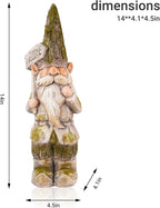 14”H Garden Gnomes Outdoor, Funny Porch Greeter Welcome Gnomes Decorations for Yard Patio Lawn, Resin Gnome Statues for Garden Decor, Unique Christmas Gnome Gift for Women