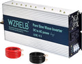 WZRELB 2500W Pure Sine Wave Inverter, Car Power Inverter 36V DC to 110V 120V AC Converter for RV, Truck, Solar, Outdoor with Dual AC Outlets, Hardwire Port, Surge 5000W, LED Display,Off-Grid