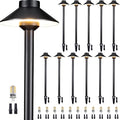 Gardenreet Low Voltage Landscape Sidewalk Lighting, Solid Brass Pathlights, LED Driveway Warm Light Waterproof, Hat Shaped 12V Wired Black for Walkway Garden with 3W 270LM 3000K G4 Bulb (12 Pack)