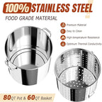 Stainless Steel 80QT Crawfish Boiler Kit, Waterproof Cover & 18-inch Skimmer, 110,000BTU Propane Burner Stove, 0-20PSIG Regulator, Seafood Boil Pot, Crab Boil Pot with 60QT Basket