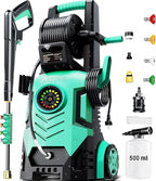 2025Upgraded Pressure Washer 5000PSI with Adjustable Touch Screen 8 Level, 34" Tall, 4 Quick Connect Nozzles,Inlet Hose&Filter&500mlFoam Cannon for Cars/Fences/Driveways/Home Cleaning,Green