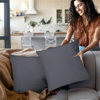 Covers & All Premium Square Throw Pillow Inserts with Covers Set of 4, 28 x 28 Inches Charcoal Gray, Decorative Cushions for Couch Sofa Home Decor Office Travel UV Resistant Waterproof Soft Cushions