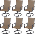 Patio Swivel Dining Chairs Set of 6, Outdoor Metal Chair with Textilene Mesh Fabric Patio Furniture Set Porch Chairs with Metal Rocking Frame for Lawn Garden Backyard