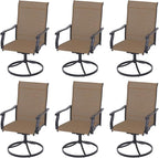 Patio Swivel Dining Chairs Set of 6, Outdoor Metal Chair with Textilene Mesh Fabric Patio Furniture Set Porch Chairs with Metal Rocking Frame for Lawn Garden Backyard