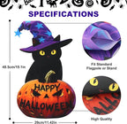 Halloween Black Cat Garden Flags 12x18 Inch Double Sided, Happy Halloween Pumpkin Welcome Small Yard Flags for Outside, Farmhouse Front Porch Outdoor Fall Decor Holiday All Seasons Decoration