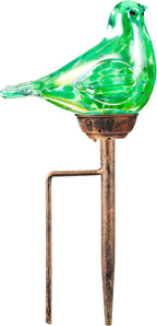 Solar Bird Garden Stake Lights - Hand Blown Glass Decorative Garden Pathway Lights Outdoor Waterproof Bird Glass Stakes (Green)
