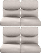 Pop 22x25/22x24 Outdoor Chair Cushions Set of 4 - Heavy Duty High Back Replacement Zippered Cushion for Patio Furniture Set Dining Rocking Chairs Loveseat L-Shape Sofa - Beige/Smile