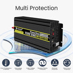 NOVOPAL 3000 watt Pure Sine Wave Inverter, 12V DC to 110V/120V AC Car Power Converter, DC-AC Power Inverter with 3 Outlets, High-Power Terminals - 16ft Remote Control, LCD Display.