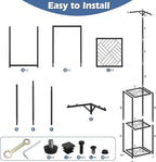 3-Tier Hanging Plant Stand Indoor Outdoor - 67" Tall Corner Shelf for 5 Potted Flowers,Square Planter Holder Metal Display Rack for Living Room, Balcony, Garden,Space-Saving Standing Plant Hanger