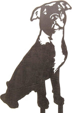 Corten Steel American Pit Bull Terrier Dog Silhouette Yard Stake (Large)