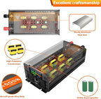 2000 Watt Power Inverter, Car/Outdoor 12V DC to 110V AC Converter, with LED Display, Dual AC Outlets, USB Port, Dual Smart Fans, Cables Included, Suitable for RV, Outdoor, Camping, Boat, Emergency