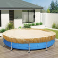 ECOOPTS 28 ft Round Pool Cover for Above Ground Pools, Swimming Pool Cover Protector Winter Safety Cover (Beige)